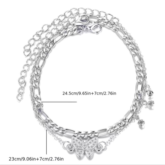 ADORABLE BUTTERFLY SILVER ANKLET - Picture 3 of 3